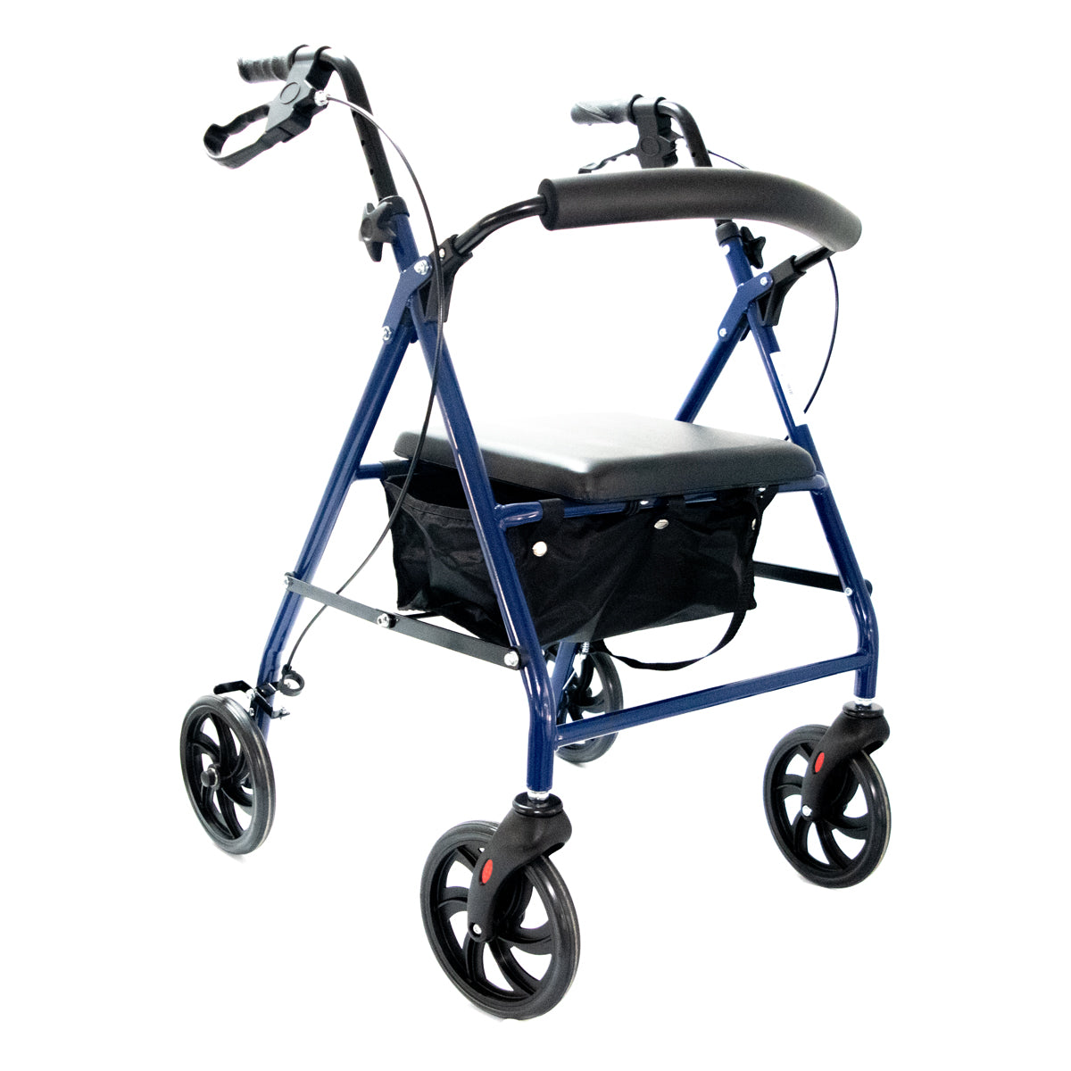 Caminador plegable KP con 4 ruedas, asiento acolchado y cesta portaobjetos