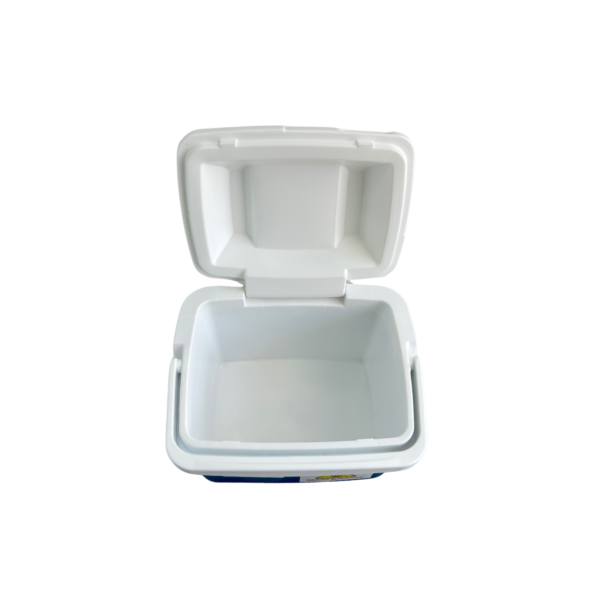 Vista superior de nevera para transporte de muestras con termómetro