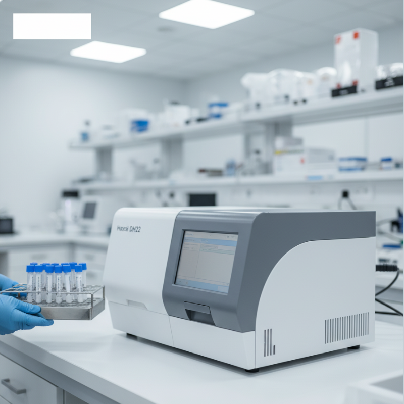 Equipo de laboratorio (analizador de hematología) en entorno clínico profesional