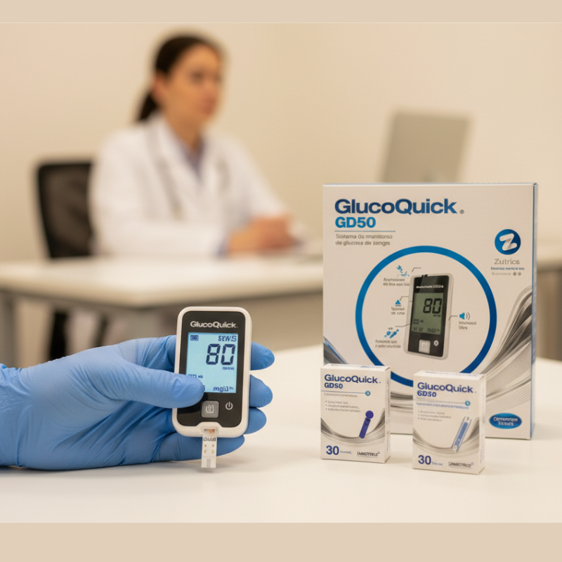 Glucometro GD50 con kit de tirillas y lancetas — control glucémico profesional