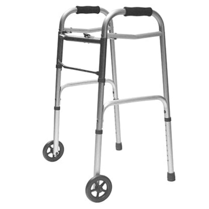 Caminador de aluminio con ruedas delanteras KP plegable y regulable