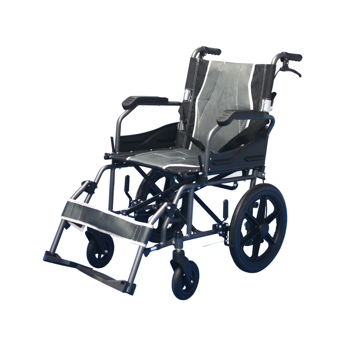 Silla de ruedas de transporte KP en aluminio plegable con apoyapiés