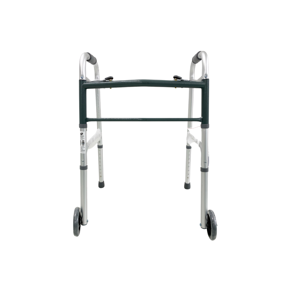 Caminador de aluminio con ruedas delanteras KP plegable y regulable