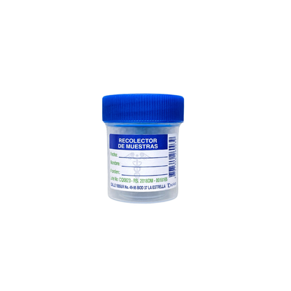 Recolector de orina de 30 ml con tapa rosca paq x 100 und