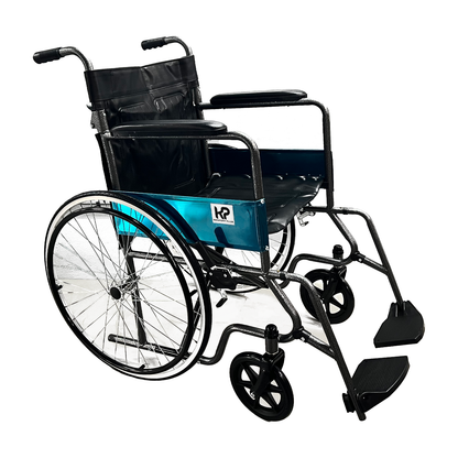Silla de ruedas estándar KP plegable con estructura reforzada y ruedas grandes